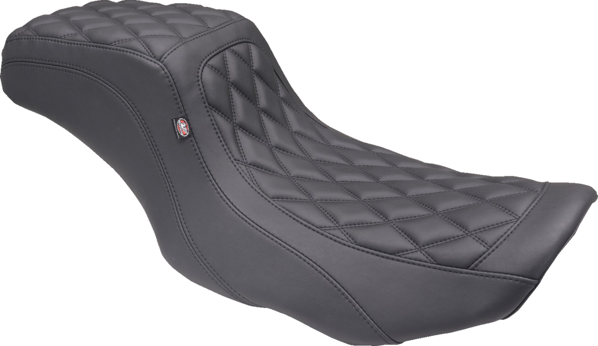 MUSTANG Double Diamond Squareback Seat - One Piece 2-Up Squareback Seat / Double Diamond / Black Stitch / FLH/FLT '23-'25 0801-1903