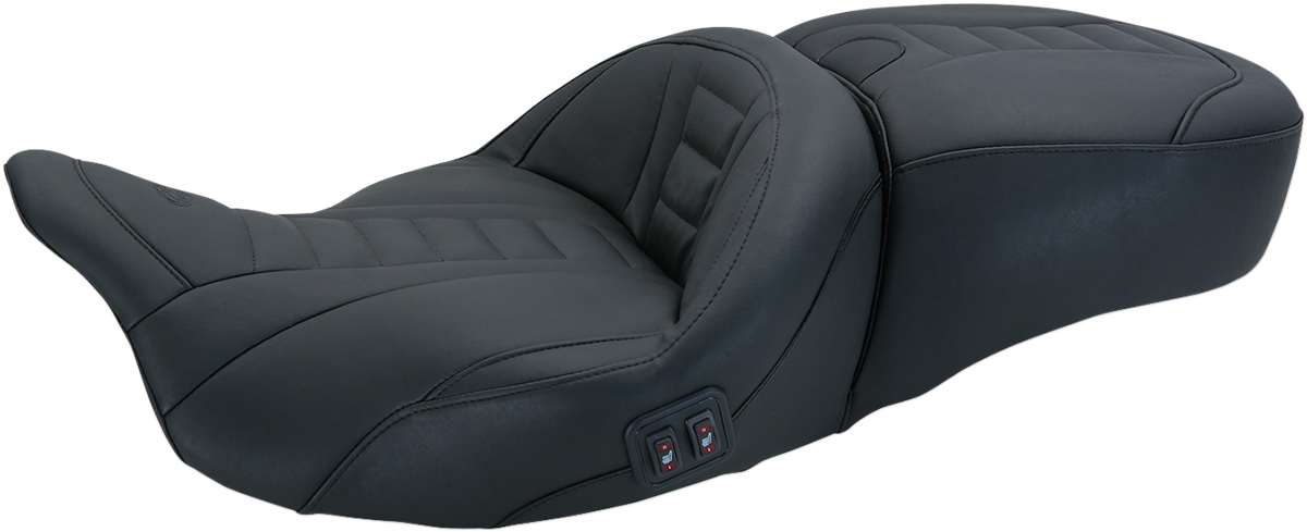 MUSTANG Heated One-Piece Deluxe 2-Up Touring Seat - Heated Deluxe Touring Seat / FL '08-'25 0801-0963