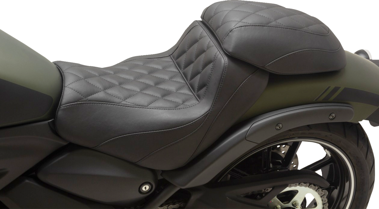MUSTANG Squareback/Fastback Solo Seat - Black / Diamond Stitch / Vulcan S '15-'23 0810-2387