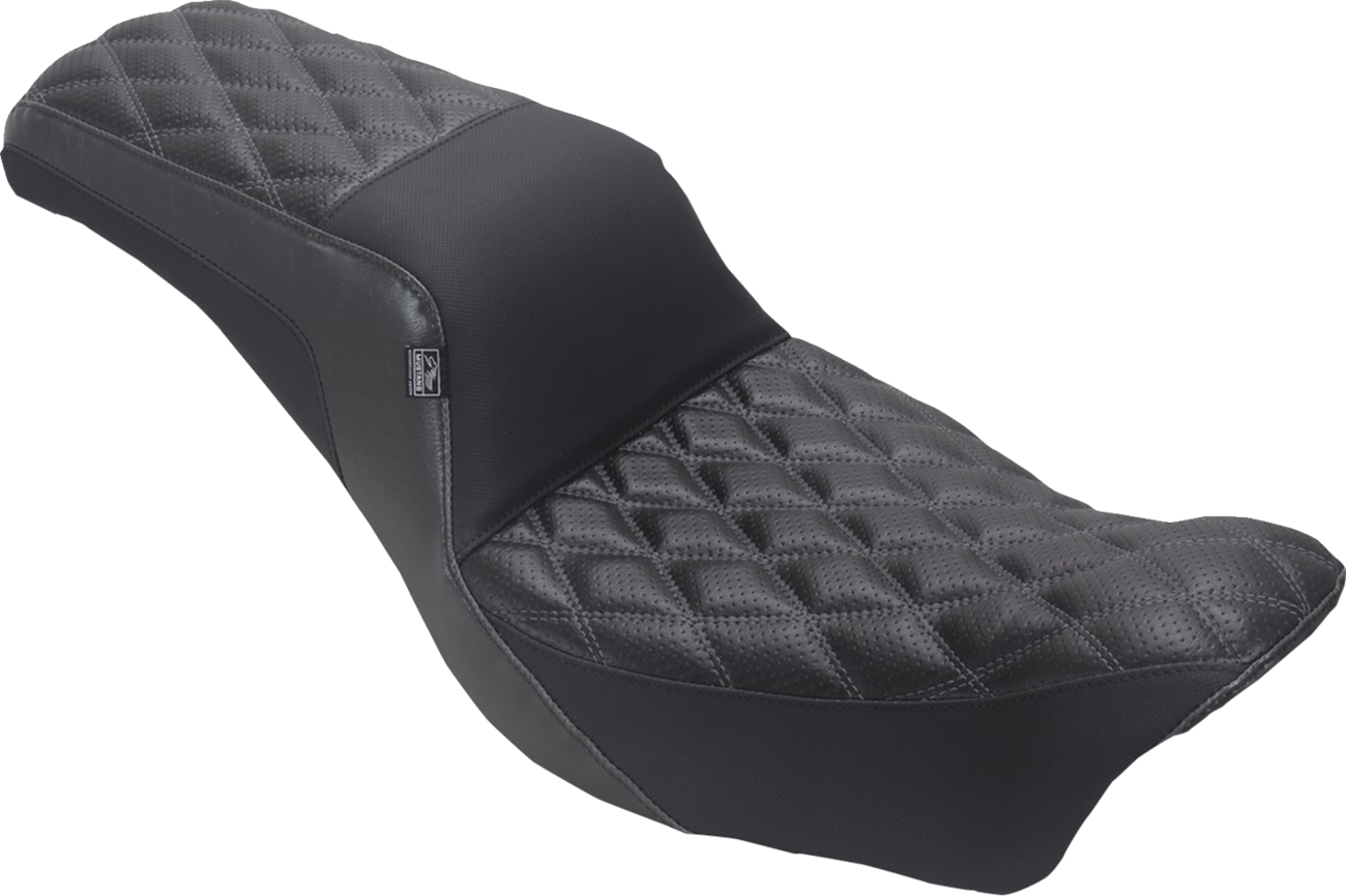 MUSTANG Squareback Seat - Double Diamond / Gray Stitch / Dyna '06-'17 0803-0773