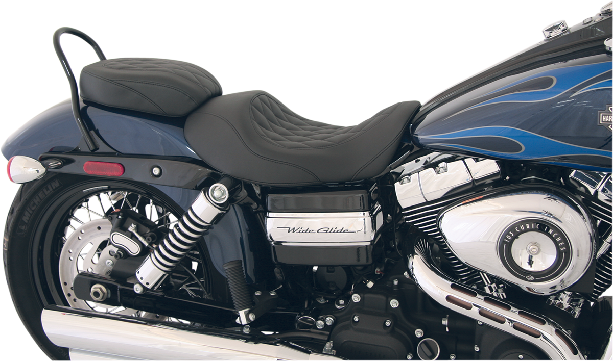 MUSTANG Wide Tripper™ Seat - Wide Tripper Rear Seat / Diamond / Black / Dyna '06-'17 0803-0396