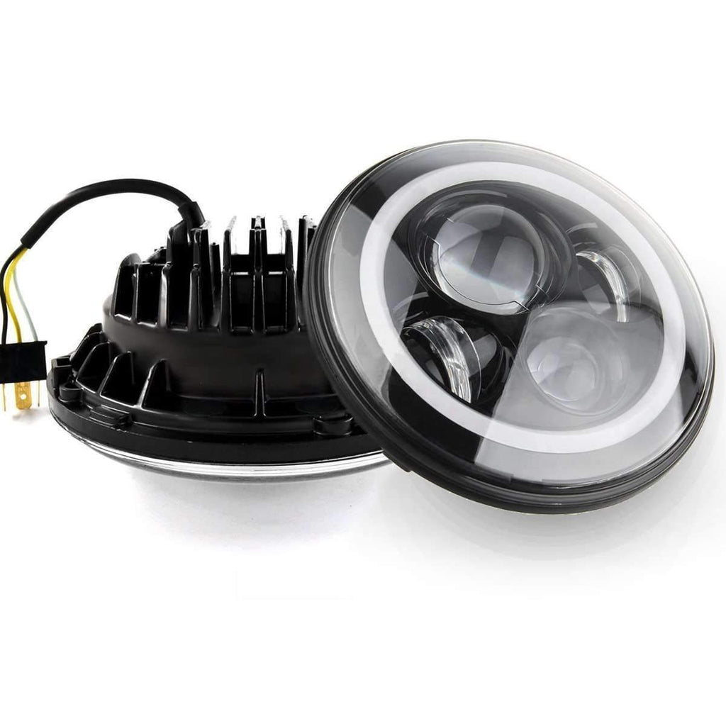 Eagle Lights 7" LED Headlight Kit for Jeeps with White LED Halo Rings - Double Pack