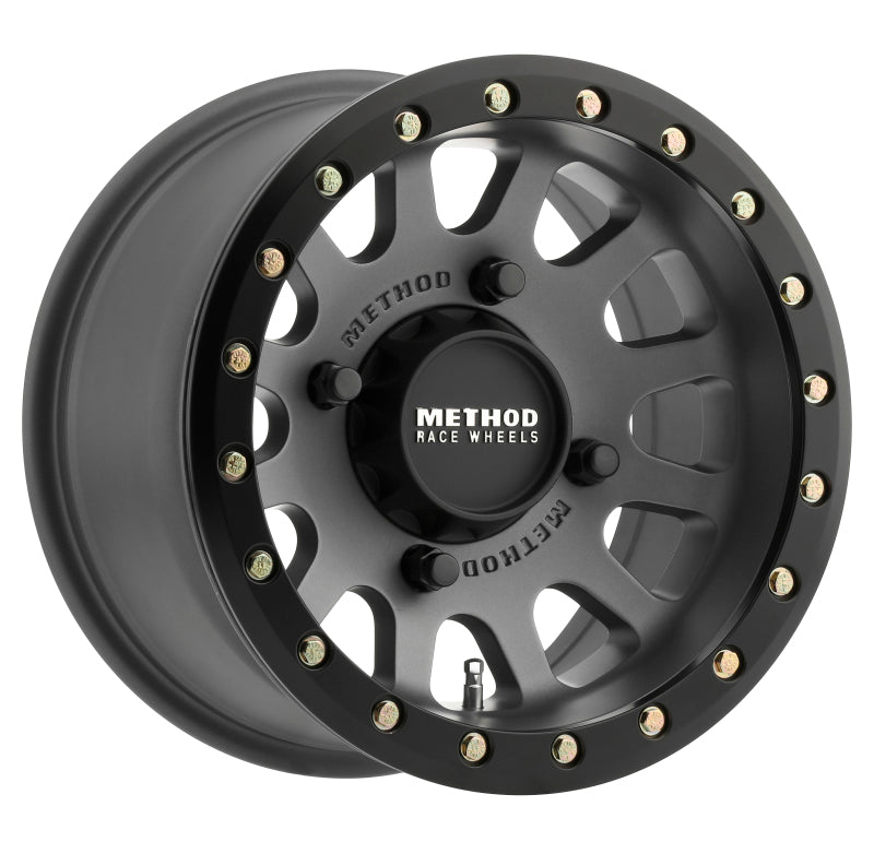 Method Wheels Method MR401 UTV Beadlock 15x7 / 4+3/13mm Offset / 4x156 / 132mm CB Titanium Wheel- Matte Black Ring - MR40157046843B