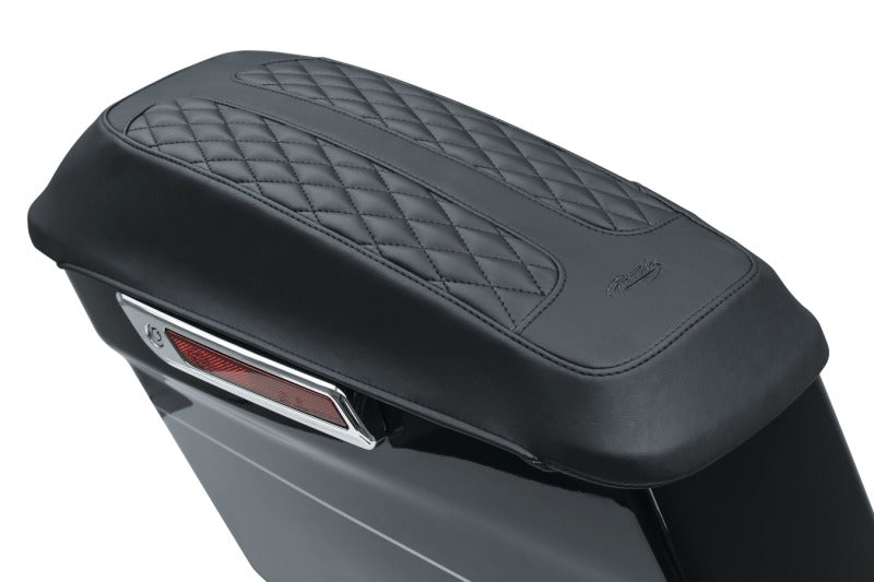 Mustang Motorcycle Mustang 1980-2007 Harley Early FL Touring Saddlebag Lid Covers Diamond Stitch - Black - 77638