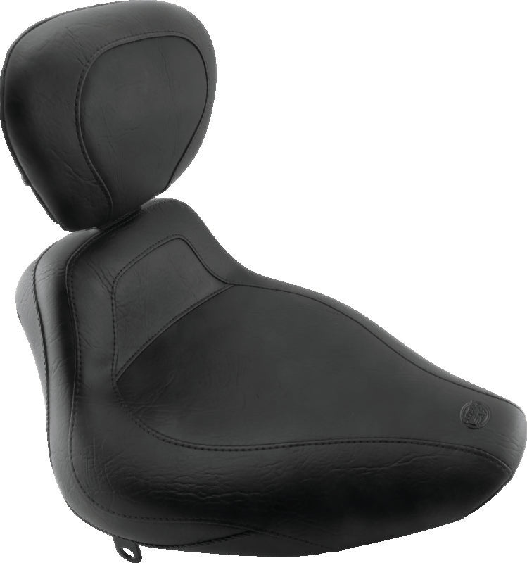 Mustang Motorcycle Mustang 1984-2006 Harley Standard Rear Tire Harley Sport Touring Solo Seat w/Driver Backrest - Black - 79278