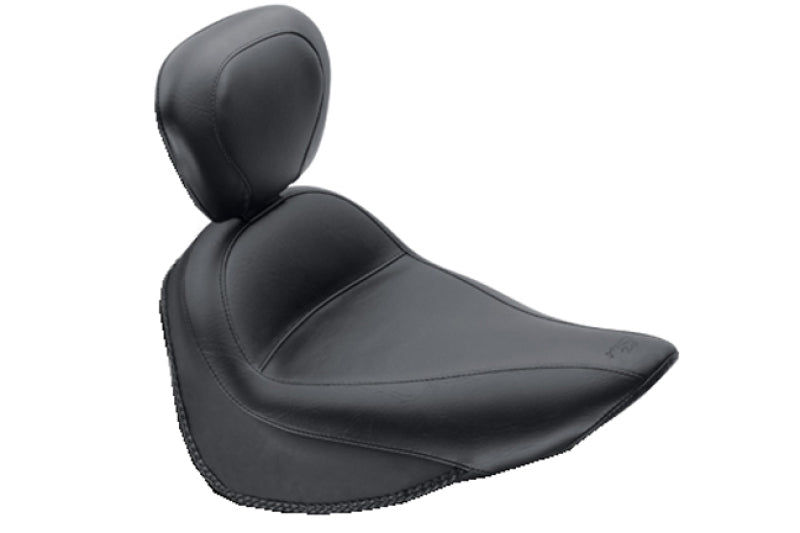 Mustang Motorcycle Mustang 1984-2006 Harley Standard Rear Tire Standard Touring Solo Seat w/Driver Backrest - Black - 79716
