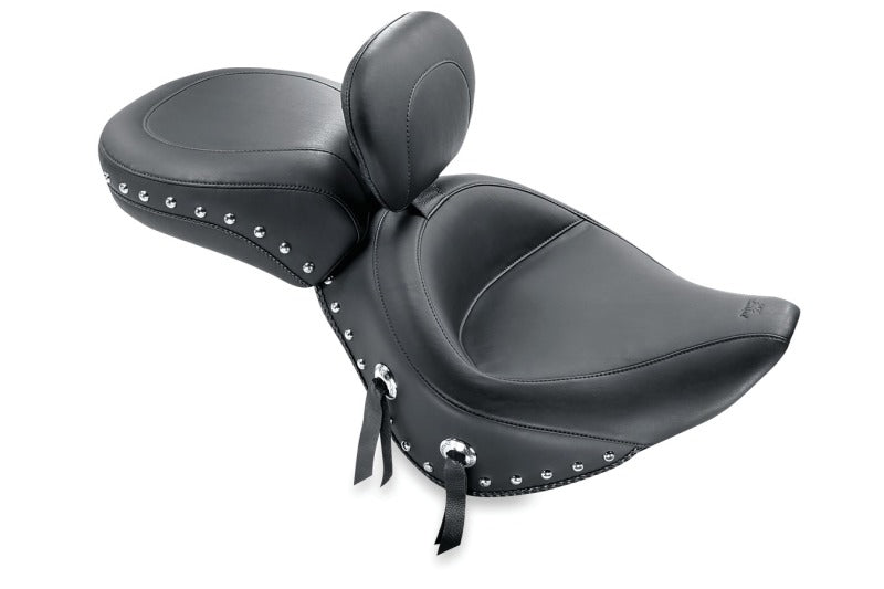 Mustang Motorcycle Mustang 1984-2006 Harley Standard Rear Tire Wide Touring Solo Seat w/Driver Backrest - Black - 79104
