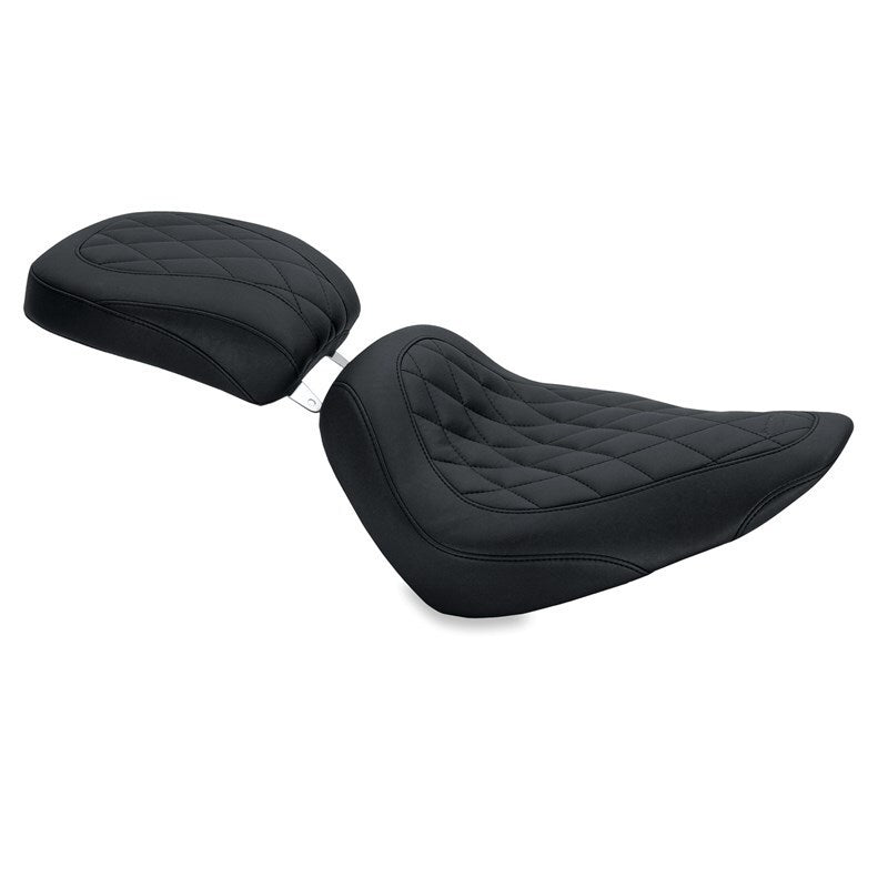 Mustang Motorcycle Mustang 1984-2006 Harley Standard Rear Tire Wide Tripper Solo Seat Diamond Stitch - Black - 76802