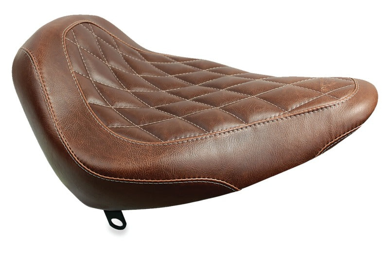 Mustang Motorcycle Mustang 1984-2006 Harley Standard Rear Tire Wide Tripper Solo Seat Diamond Stitch- Distressed Brown - 76806
