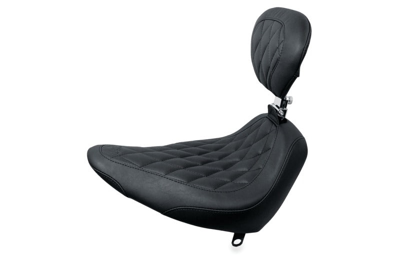 Mustang Motorcycle Mustang 1984-2006 Harley Standard Rear Tire Wide Tripper Solo Seat w/DBR Diamond Stitch - Black - 79751