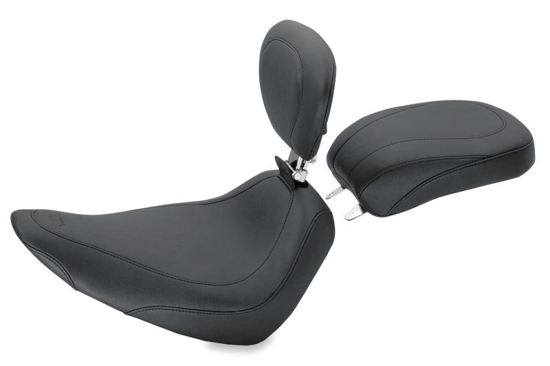 Mustang Motorcycle Mustang 1984-2006 Harley Standard Rear Tire Wide Tripper Solo Seat w/Driver Backrest - Black - 79750