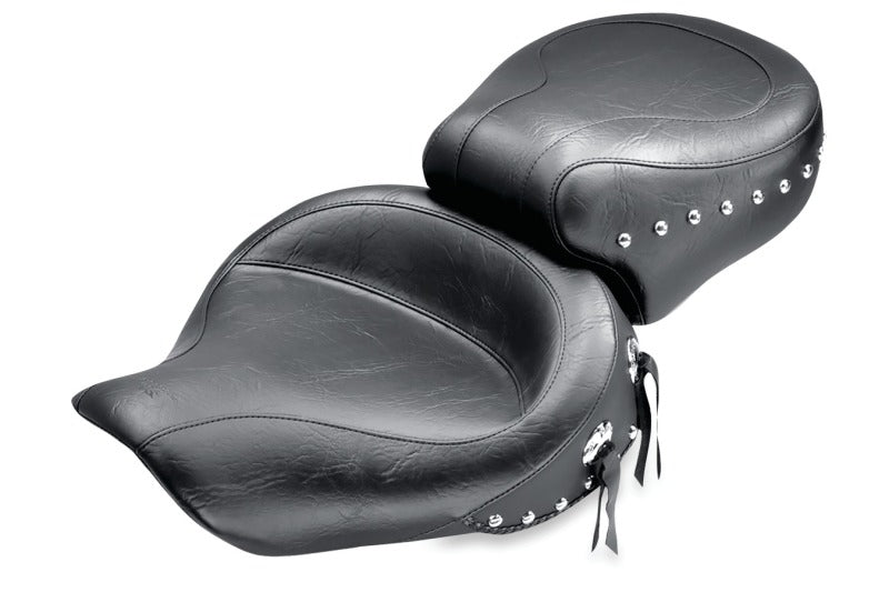 Mustang Motorcycle Mustang 1991-2005 Harley Dyna Wide Touring 1PC Seat w/Studs - Black - 75405