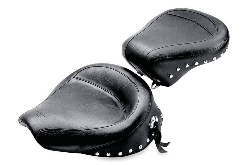 Mustang Motorcycle Mustang 1991-2005 Harley Dyna Wide Touring Passenger Seat w/Studs - Black - 75474