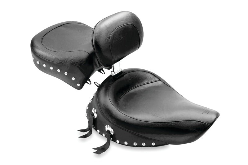 Mustang Motorcycle Mustang 1991-2005 Harley Dyna Wide Touring Recessed Passenger Seat w/Studs - Black - 79119