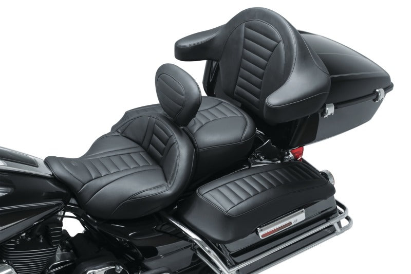Mustang Motorcycle Mustang 1993-2013 Harley FL Touring Saddlebag Lid Covers Deluxe - Black - 77637