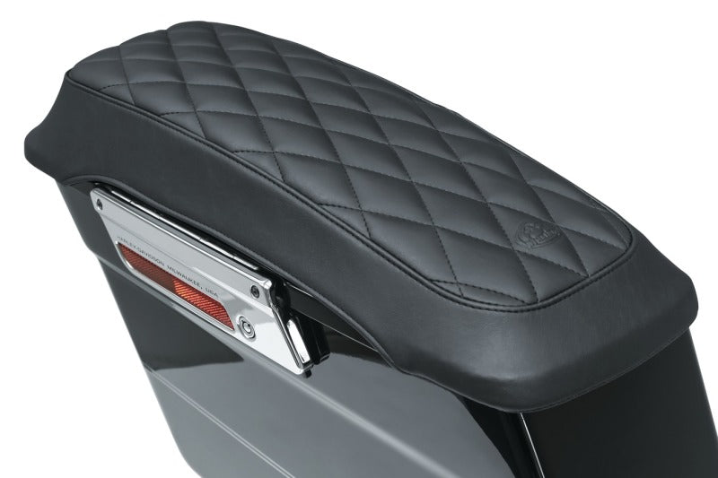 Mustang Motorcycle Mustang 1993-2013 Harley FL Touring Saddlebag Lid Covers Diamond Stitch - Black - 77636