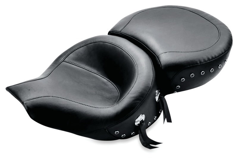 Mustang Motorcycle Mustang 1994-1996 Harley Road King Standard Touring 1PC Seat w/Black Pearl Studs - Black - 75457