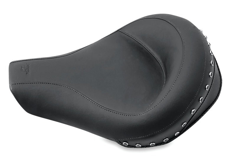 Mustang Motorcycle Mustang 1994-1996 Harley Road King Standard Touring Solo Seat w/Blk Pearl Studs - Black - 75566