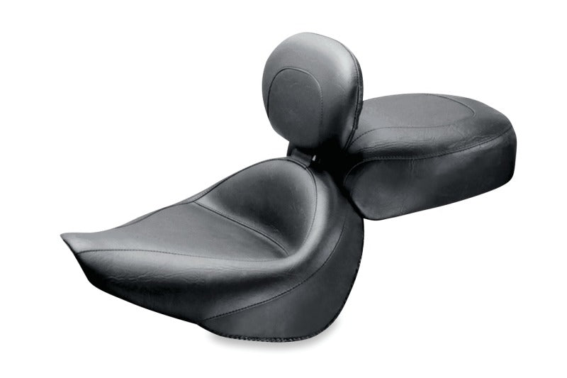 Mustang Motorcycle Mustang 1995-2005 Kawasaki Vulcan 800,1996-2005 800 Classic Touring 2PC Seat w/Driver Backrest - Black - 79251