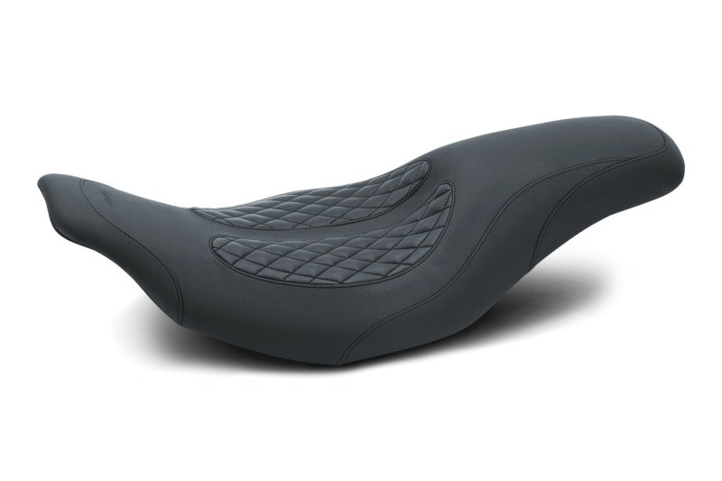 Mustang Motorcycle Mustang 1997-2007 Harley Electra Glide, Rd Glide Fastback 1PC Seat w/ Diamond Stitch - Black - 76983