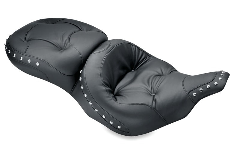 Mustang Motorcycle Mustang 1997-2007 Harley Electra Glide, Rd Glide Wide Touring Regal 1PC Seat w/Studs - Black - 75570