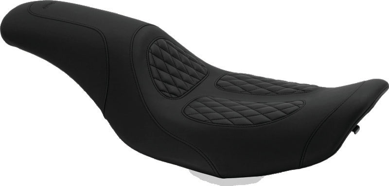 Mustang Motorcycle Mustang 1997-2007 Harley Rd King,2006-2007 Str Glide,2000-2001 Screamin Eagle 1PC Seat w/Diamond Stitch - Black - 76980