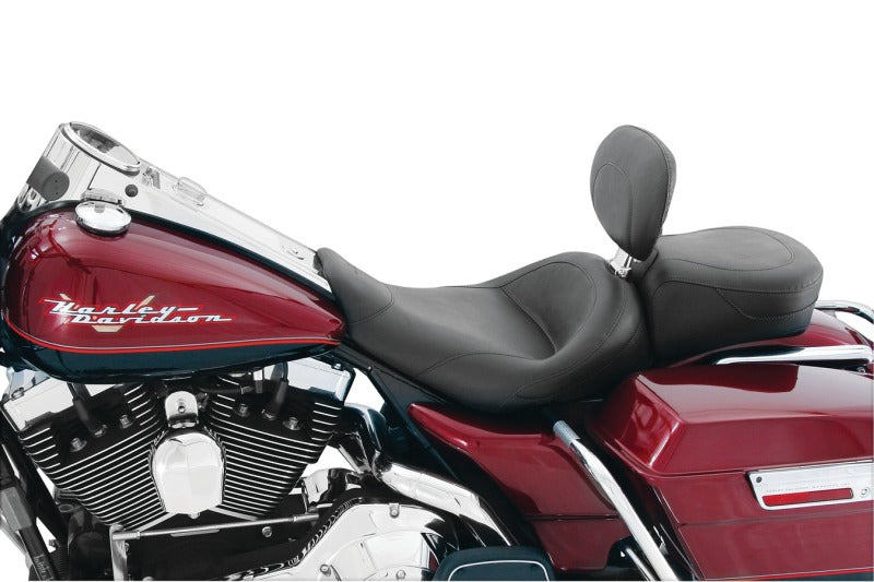 Mustang Motorcycle Mustang 1997-2007 Harley Rd King, 2006-2007 Str Glide, 2000-2005 Eagle Std Solo Seat W/Driver Backrest - Black - 79100