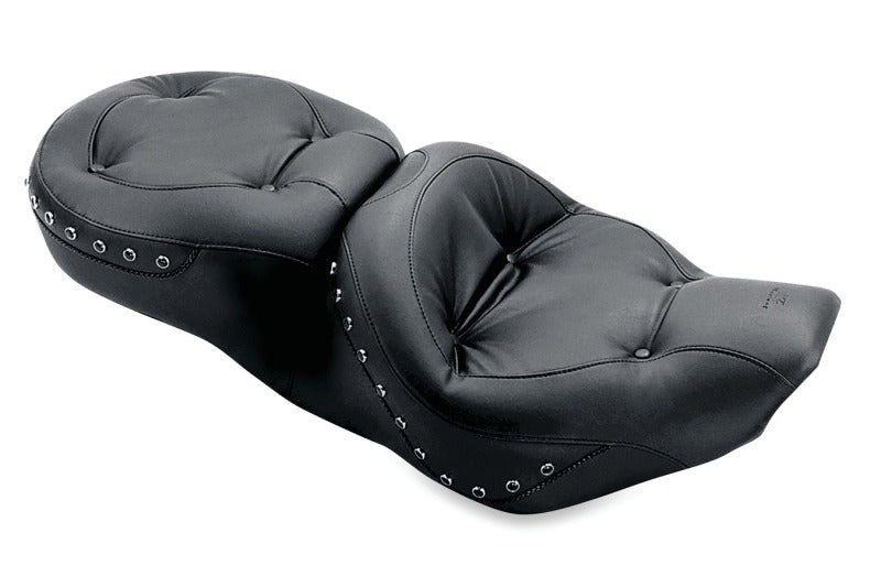 Mustang Motorcycle Mustang 1997-2007 Harley Rd King, 2006-2007 Str Glide, 2000-2005 Eagle Tour 1PC Seat w/Blk Pearl Studs - Black - 75466