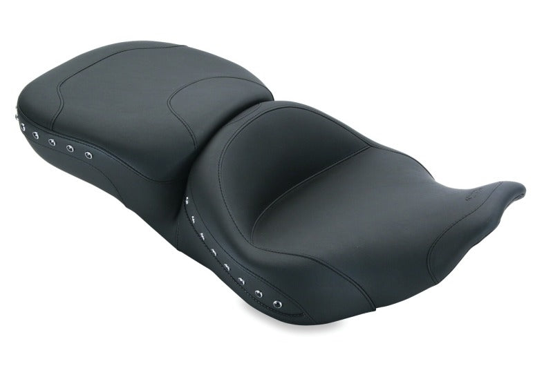 Mustang Motorcycle Mustang 1997-2007 Harley Rd King, 2006-2007 Str Glide, 2000-2005 Eagle Touring 1PC Seat w/Studs - Black - 76972