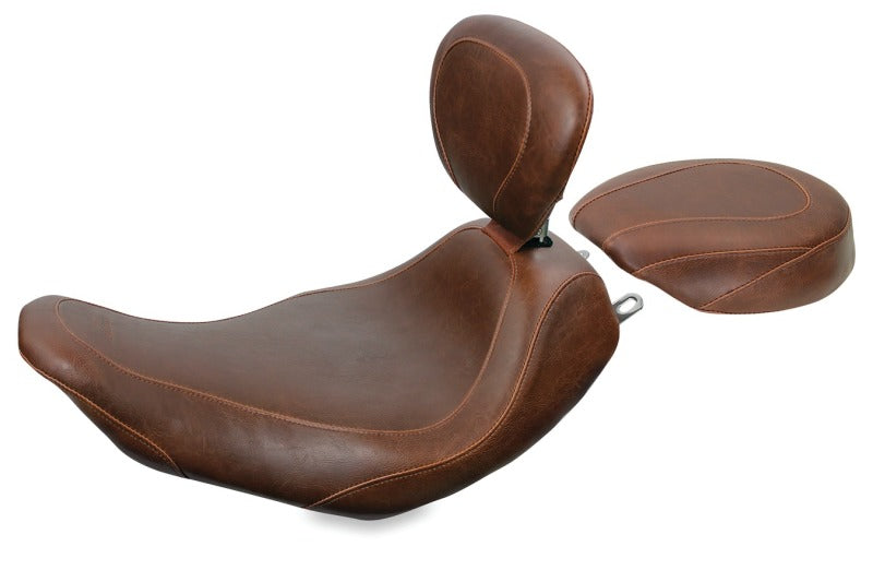 Mustang Motorcycle Mustang 1997-2007 Harley Rd King,2006-2007 Str Glide,2000-2005 Eagle Wide Tripper Solo Seat - Brown - 76721