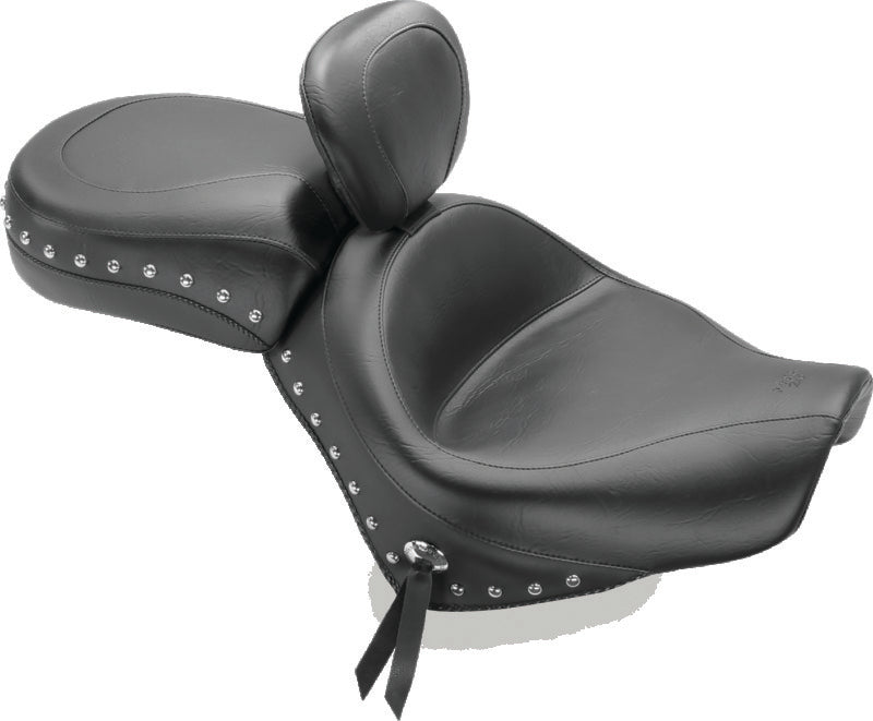 Mustang Motorcycle Mustang 1997-2013 HD FL Touring Saddlebag Tour-Pak Lid Covers (Pair) Deluxe - Black w/ Grey Stitching - 77637GM