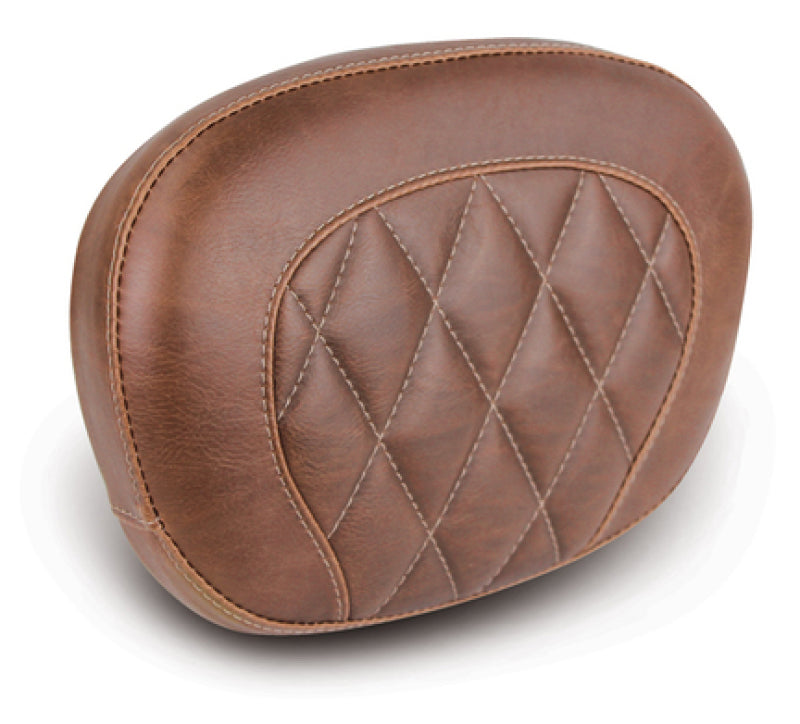 Mustang Motorcycle Mustang 1997-2023 Harley Touring Sissy Bar Pad (12 inch x 9 inch) Diamond Stitch - Brown - 76775