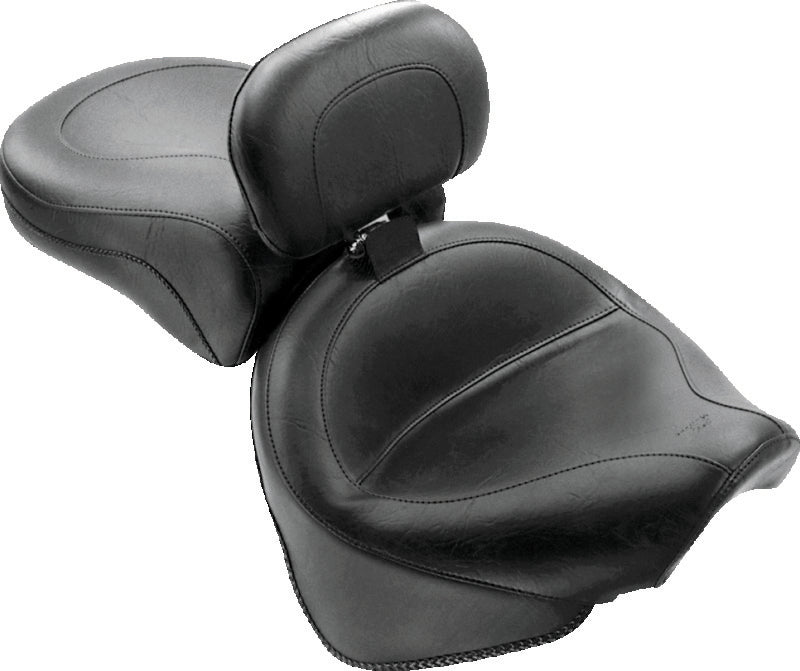 Mustang Motorcycle Mustang 1999-2011 Yamaha V-Star 1100 Custom Wide Touring 2PC Seat w/Driver Backrest - Black - 79221