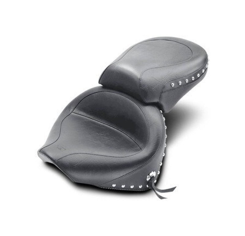 Mustang Motorcycle Mustang 1999-2011 Yamaha V-Star 1100 Custom Wide Touring 2PC Seat w/Studs - Black - 75277