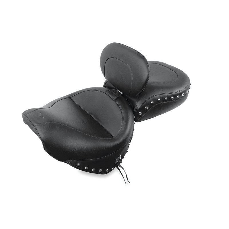 Mustang Motorcycle Mustang 1999-2015 Yamaha Road Star 1600,1700 Wide Touring 2PC Seat w/Driver Backrest Studs - Black - 79190