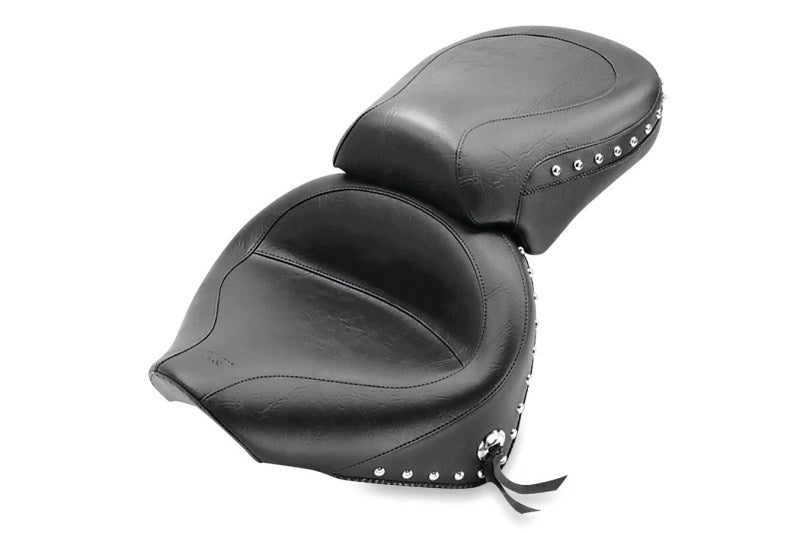 Mustang Motorcycle Mustang 2000-2011 Yamaha V-Star 1100 Classic,2002-2011 V-Star 1100 Silverado 2PC Seat w/Studs - Black - 75910