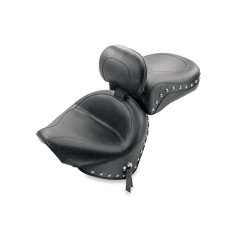 Mustang Motorcycle Mustang 2000-2011 Yamaha V-Star 1100 Classic,2002-2011 V-Star 1100 Silverado Touring 2PC Seat w/Studs- Black - 79240
