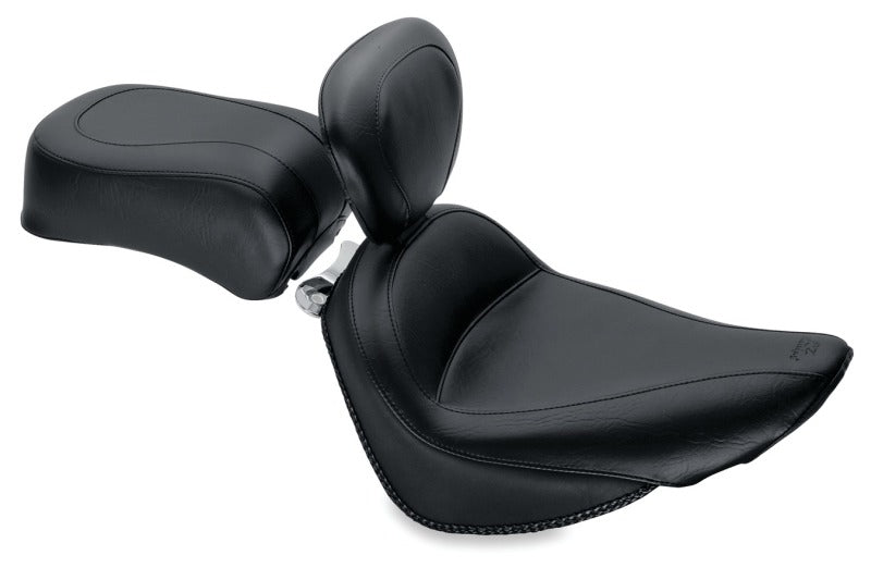 Mustang Motorcycle Mustang 2000-2015 Harley Softail Standard Rear Tire Standard Touring Solo Seat w/Driver Backrest - Black - 79712