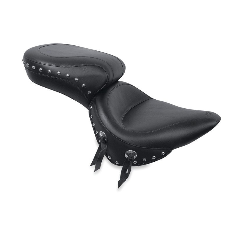 Mustang Motorcycle Mustang 2000-2015 Harley Softail Standard Rear Tire Wide Touring 1PC Seat w/Studs - Black - 76047