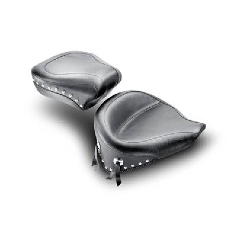 Mustang Motorcycle Mustang 2000-2015 Harley Softail Standard Rear Tire Wide Touring Passenger Seat w/Studs - Black - 76180