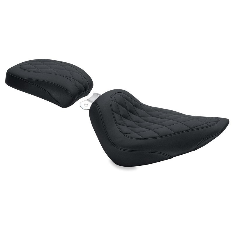 Mustang Motorcycle Mustang 2000-2015 Harley Softail Standard Rear Tire Wide Tripper Solo Seat Diamond Stitch- Black - 76812