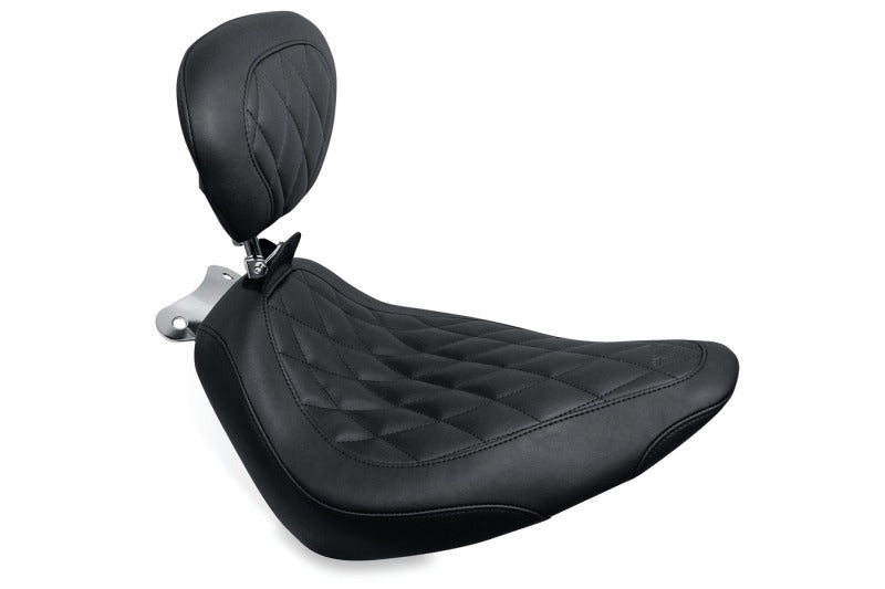 Mustang Motorcycle Mustang 2000-2015 Harley Softail Standard Rear Tire Wide Tripper Solo Seat w/Driver Backrest - Black - 79821