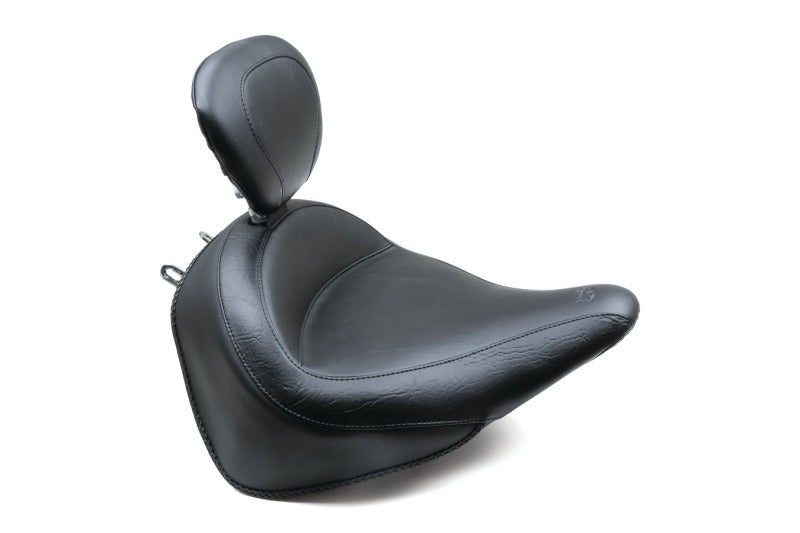 Mustang Motorcycle Mustang 2000-2015 Harley Softail Std Rear Tire Wide Touring Solo Seat w/Driver Backrest - Black - 79916