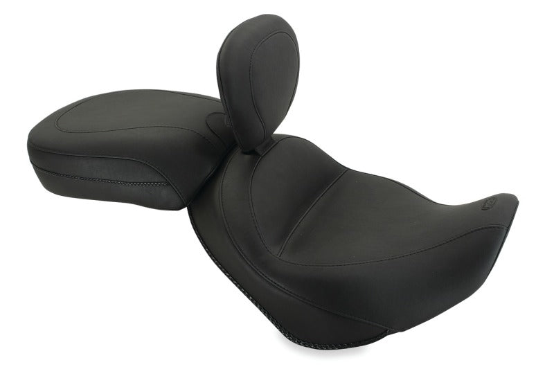 Mustang Motorcycle Mustang 2002-2008 Triumph America,2003-2008 Speedmaster, Std Touring 2PC Seat w/Driver Backrest - Black - 79005