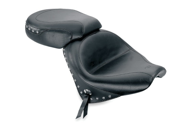 Mustang Motorcycle Mustang 2002-2009 Honda VTX1300 Retro, S & T Wide Touring 2PC Seat w/Studs - Black - 75906