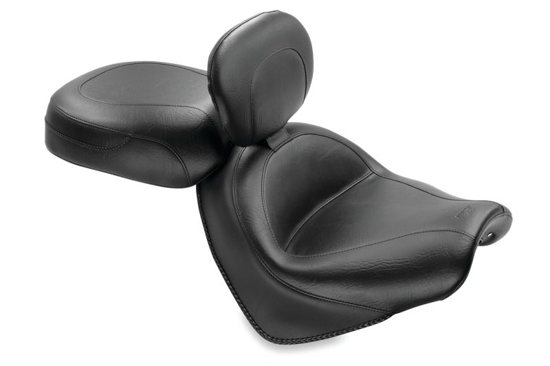 Mustang Motorcycle Mustang 2004-2009 Honda VTX1300C Wide Touring 2PC Seat w/Driver Backrest - Black - 79561