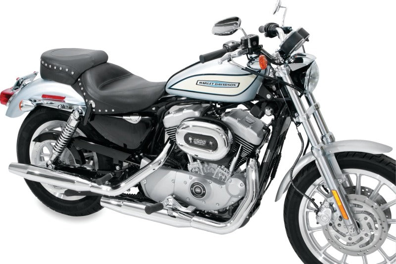 Mustang Motorcycle Mustang 2004-2021 Harley Sportster 3.3 Gallon Wide Touring Solo Seat w/Studs - Black - 76151