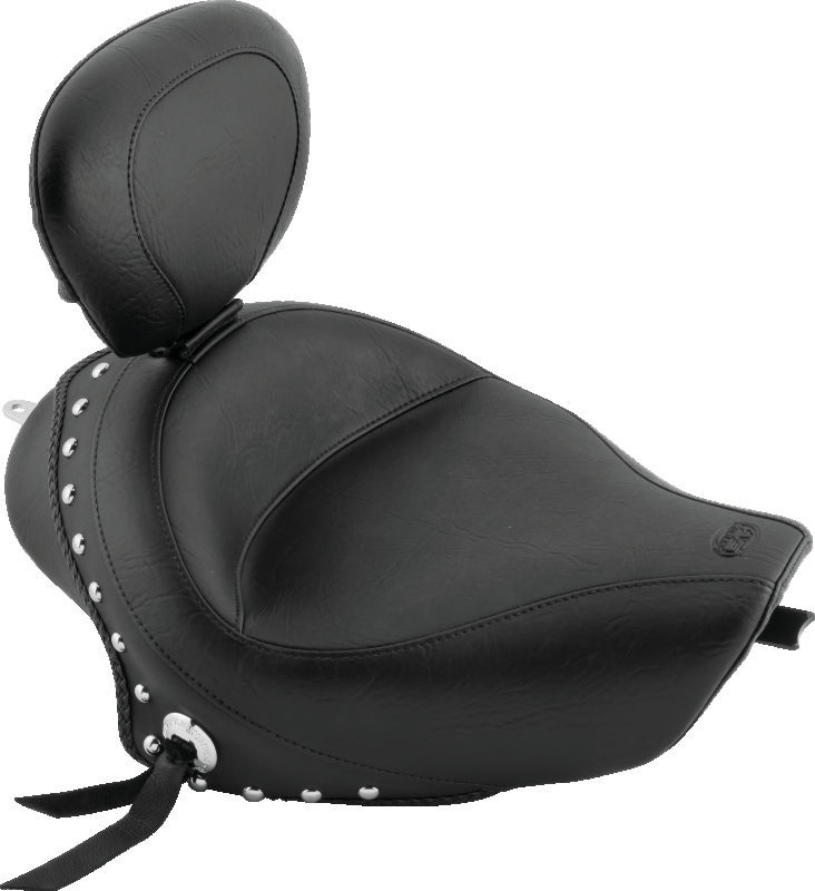 Mustang Motorcycle Mustang 2004-2021 Harley Sportster 3.3 Wide Stud Touring Solo Seat w/Driver Backrest - Black - 79439