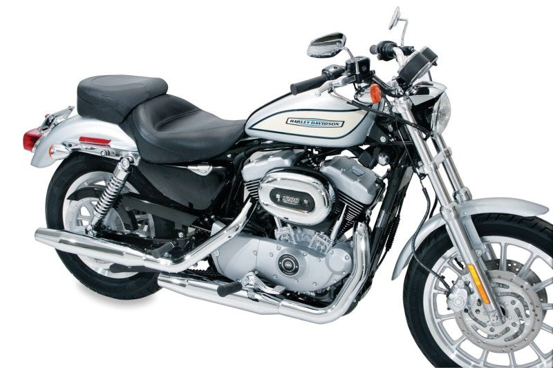 Mustang Motorcycle Mustang 2004-2021 Harley Sportster 4.5 Wide Touring Solo Seat w/Driver Backrest - Black - 79429