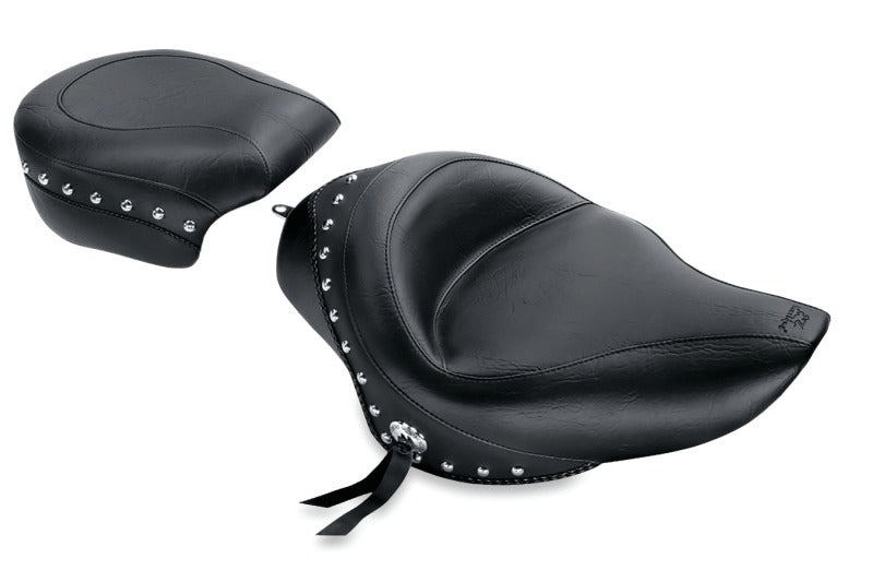 Mustang Motorcycle Mustang 2004-2021 Harley Sportster Standard Touring Passenger Seat w/Studs - Black - 76501